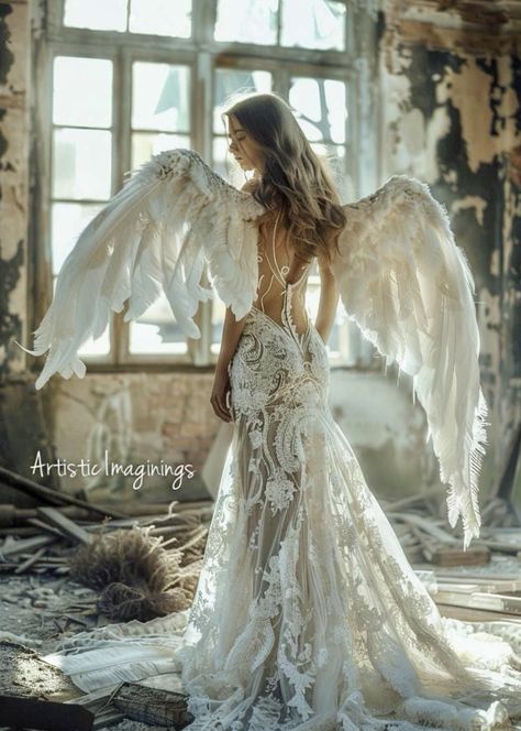 Angel Core Fashion, Midsummer Nights Dream Party, Halloween Bride, Prom Dress Inspo, Angel Artwork, Ange Demon, Fairy Pictures, Fairytale Fantasy, Female Character Inspiration