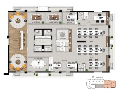 Architecture Office Plan Layout, Coworking Office Design, Coworking Design, Open Office Layout, Office Layout Plan, Open Concept Office, Open Office Design, Office Space Planning, Coworking Space Design