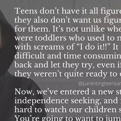 Parenting Teens & Tweens on Instagram: "You want your teen to build their confidence and self-esteem? Let them make some of their own decisions and choices. Nothing is as empowering as knowing you can do something on your own!" Parenting Teens Quotes, Teen Quotes, Parenting Teens, Want You, Self Esteem, Confidence, You Can Do, Knowing You, Something To Do