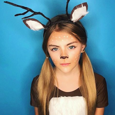 Tween halloween costume, DIY deer makeup, kids DIY deer makeup, DIY reindeer costume Diy Deer Makeup, Halloween Kostüm Diy, Diy Reindeer Costume, Halloween Zombie Makeup, Reindeer Makeup, Diy Reindeer, Makeup Cheap, Zombie Halloween Makeup, Deer Makeup