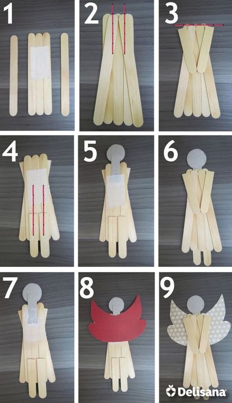 Popsicle Stick Ornaments, Popsicle Stick Christmas Crafts, Feather Diy, Popsicle Crafts, Angel Crafts, Stick Crafts, Popsicle Stick Crafts, Popsicle Stick, Easy Christmas Crafts