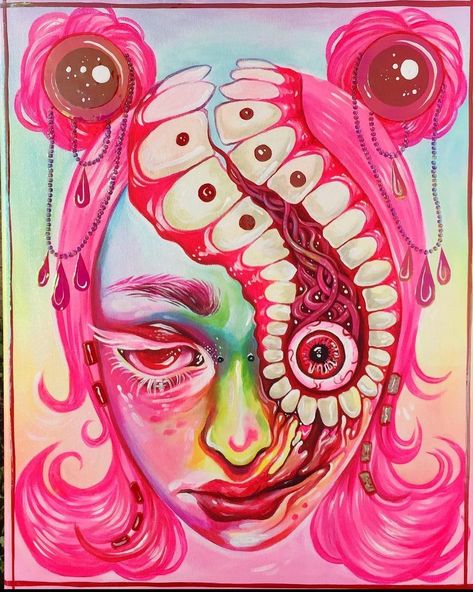 BethAlice Art - Eating me up inside 16”x20” Acrylic... | Facebook Arte Quilling, Psy Art, Grunge Art, Dark Art Illustrations, Art Prompts, Trippy Art, Art Inspiration Painting, Weird Art, Sketchbook Art Inspiration