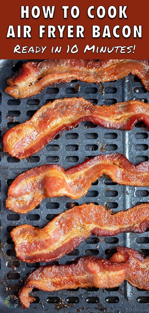 By learning how to cook this Air Fryer Bacon recipe, you can simplify your breakfast meal prep while still getting perfectly crispy bacon in just 10 minutes! In the air fryer, strips of bacon are roasted from all sides while the fat drips away, leaving them fully cooked and quickly ready to eat. Once you’ve given this no-smoke method a shot, you’ll never want to try another kind again! Air Fry Bacon, Airfryer Recept, Air Fryer Bacon, Learning How To Cook, Oven Baked Bacon, Cooks Air Fryer, Cooking Bacon, Baked Bacon, Best Air Fryers