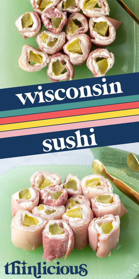 Those of you from the Midwest are probably already very familiar with this oh-so-easy low-carb snack or appetizer! With only 3 ingredients, this low-carb sushi makes a perfect afternoon snack! Low Carb Beach Food, Midwest Sushi, Filling Low Carb Snacks, Low Carb Picnic Food, Wisconsin Sushi, Thinlicious Diet, Low Cal Appetizers, Thinlicious Recipes, Thanksgiving Sushi