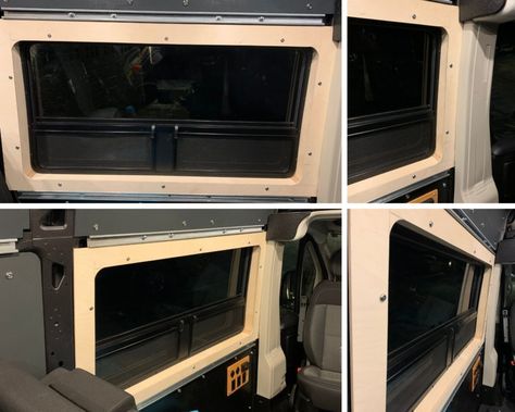 Van Conversion Window Trim - Weekender Van Life Van Conversion Windows, Ford Transit Conversion, Van Life Blog, Camper Windows, Wood Window Frame, Van Wall, Van Conversion Interior, Campervan Life, Build A Camper Van