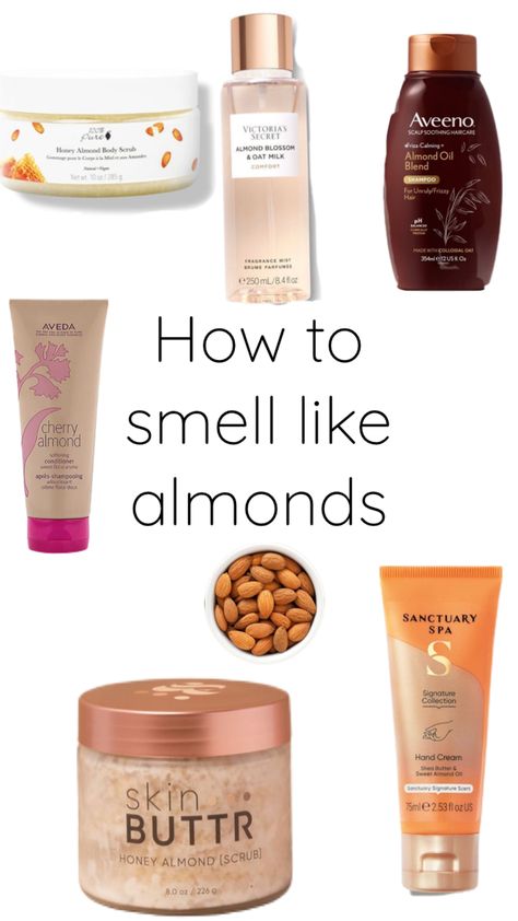 #smell #almonds Almond Scent Aesthetic, Almond Scented Perfume, How To Smell Like Almond, Hygiene List, Almond Perfume, Vanilla Products, Almond Scent, Frankenstein Costume, Honey Almonds