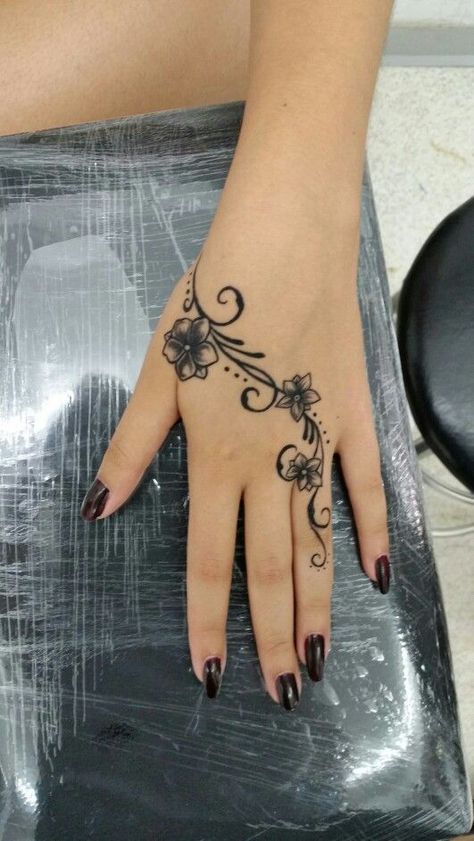 Small Hand Tattoo Cover Up Ideas, Hand Tattoos For Women Moon, Y2k Flower Tattoo, Hand Tattoos Floral, Arm To Hand Tattoo, Hibiscus Hand Tattoo, Tattoo Hand Flower, Flower Tattoos Hand, Floral Hand Tattoos For Women