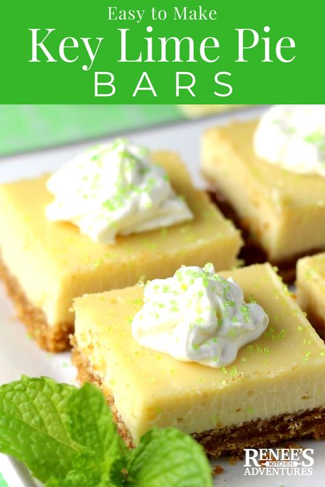 Easy Key Lime Pie Bars | Renee's Kitchen Adventures - easy dessert recipe for key lime pie bars made with key lime juice, condensed milk and eggs. #dessert #lime Recipe For Key Lime Pie, Eggs Dessert, Lime Dessert Recipes, Easy Key Lime Pie, Key Lime Recipes, Key Lime Desserts, Key Lime Pie Bars, Key Lime Pie Easy, Lime Desserts