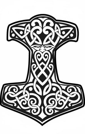 The Mjolnir ("The Thor's Hammer") is the legendary weapon of the Norse thunder god,.Its stylized form is an ancient symbol of strenght, often worn as a tattoo or amulet of protection. Thor Hammer Tattoo, Hammer Drawing, Mjolnir Tattoo, Thor Tattoo, Hammer Tattoo, Jack Tattoo, Arte Viking, Norse Design, Art Viking