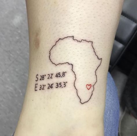 Africa Tattoos For Women, Latitude Tattoo, Africa Map Tattoo, African American Tattoos, Afro Tattoo, Stick Poke, Africa Tattoos, Stick Poke Tattoo, African Tattoo