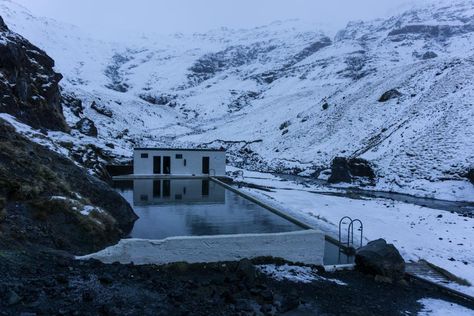 Thermal swimming pool Seljavallalaug in winter in Iceland: 7 Things You Might Not Know About Winter in Iceland Winter In Iceland, In The Winter, Iceland, The Winter, Winter Wonderland, Swimming Pool, Swimming Pools, Swimming, Pool