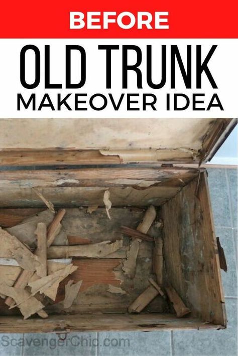 Old Trunk Makeover Ideas, Steamer Trunk Makeover, Diy Trunk, Trunk Redo, Antique Trunk Restoration, Trunk Restoration, Vintage Steamer Trunk, Trunk Makeover, Chest Makeover