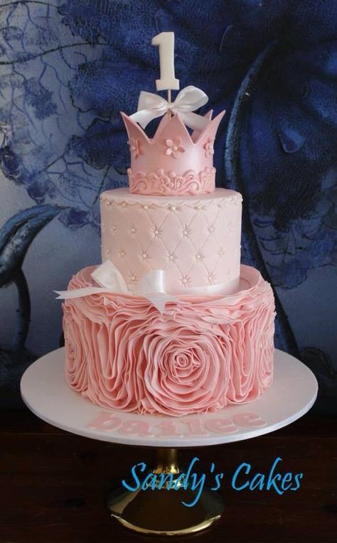 Pink cake by sandy's cakes Tutu Cake, Rodjendanske Torte, Girls Cake, Girly Cakes, 1st Birthday Cakes, Tiered Cake, Baby Cakes, Princess Cake, First Birthday Cakes