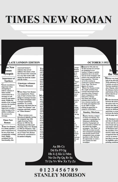 Times New Roman Typeface Poster on Behance Times New Roman Poster, Typography History, Times New Roman Font, Typeface Poster, Typographic Poster Design, Number Graphic, Typo Poster, Roman Fonts, Visual Communication Design