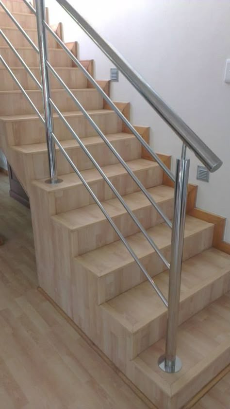 Stainless Steel Ballustrading Stainless Steel Railings For Stairs, Stainless Steel Railing Stairs, Stainless Railings Design, Modern Stair Railing Stainless Steel, Steel Handrail Design, Stainless Handrail, Stairs Railing Ideas, Ideas For Stairs, Stainless Steel Stair Railing