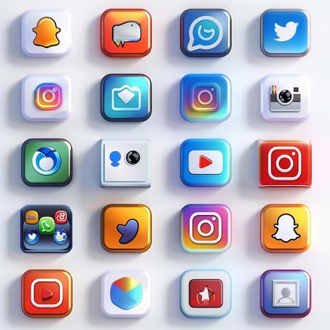 Photo app icons 3d mobile apps icons bea... | Premium Photo #Freepik #photo 3d App Icons, Paper App, 3d Mobile, Mobile App Icon, Instagram Famous, 3d Crystal, Hd Phone Wallpapers, Icons 3d, App Covers