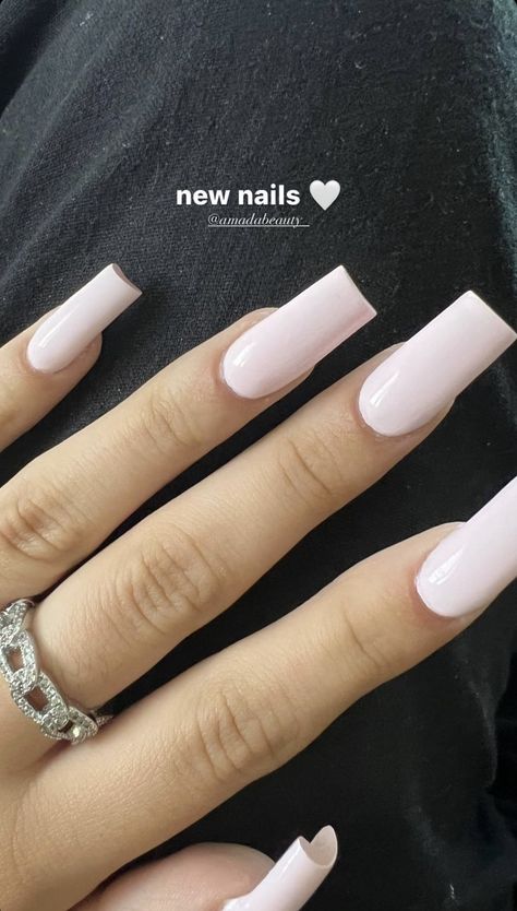 Square Acrylic Nails Plain, Plain Acrylic Nails Square, Plain Square Acrylic Nails, Plain Pink Acrylic Nails, Plain Cute Nails, Simple Pink Acrylic Nails, Medium Square Acrylic Nails Simple, Plain Nails Acrylic, Plain Acrylic Nails