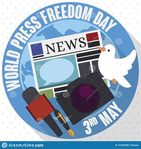 Button, Dove And Journalist Elements For World Press Freedom Day World Press Freedom Day, Press Freedom, World Press, New Day, Street Photography, New World, Stock Vector, Vector Illustration, Drawings