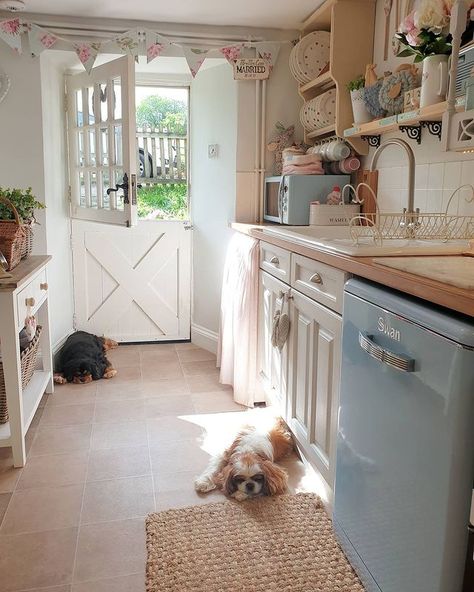 Sarah Cann ~ Rectory Cottage on Instagram: “Motivation levels 0 🐶!! Enjoy your sunny Saturday lovelies, it's very windy here today 😘 ♡♡ • • • #cottagekitchen #kitchenideas…” Casa Vintage, Rain Clouds, Dream House Rooms, Aesthetic Rooms, Cute House, Cute Kitchen, Dream House Interior, Cottage Kitchen, Dream Rooms