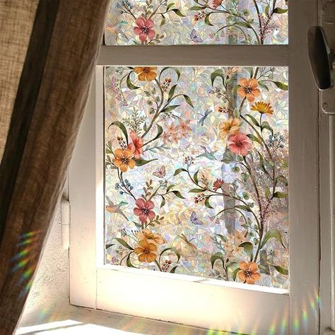 Amazon.com: WBQMUNY Stained Glass Window Film,Window Privacy Films,Rainbow Glass Decals Stickers for Home Anti UV15.7" x 39.4" : Home & Kitchen Glass Window Film, Stained Glass Window Film, Glass Decals, Privacy Film, Window Privacy, Rainbow Glass, 3d Laser, Window Film, My New Room