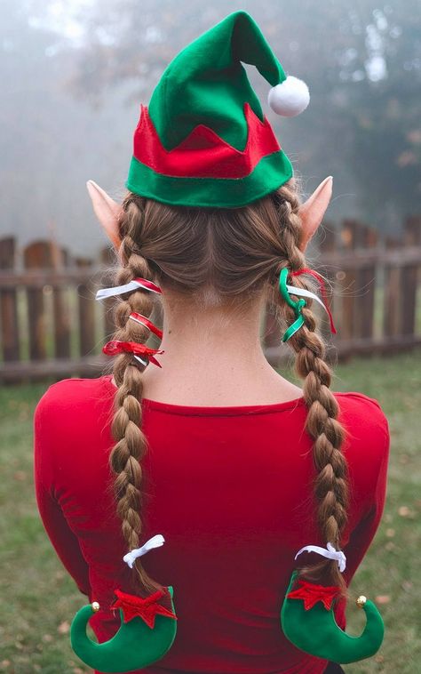 Cute Elf Hairstyles, Elf Hairstyles Christmas, Easy Elf Hairstyles, Elf Hair Styles, Christmas Elf Hairstyles, Christmas Hair Ideas For Kids, Holiday Hairstyles For Kids, Christmas Hats Ideas, Hair Ideas For Kids