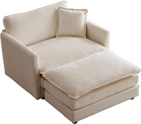 Amazon.com: Eafurn Comfy Chenille Upholstered Accent Chair with Movable Ottoman,Oversized Single Sofa Couch Deep Seat Lounge Armchair for Living Room Bedroom Office Apartment, Coffee 57.4" : Home & Kitchen Oversized Chair With Ottoman, Chair With Ottoman, Oversized Chair, Warm Beige, Ottoman Set, Single Sofa, Bedroom Apartment, Sofa Chair, Room Bedroom