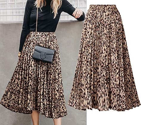 Pleaded Skirt, Leopard Print Skirt, Pleated Long Skirt, Leopard Skirt, Long Skirts For Women, Teacher Outfits, Versatile Dresses, Pleated Midi Skirt, Fabulous Fashion