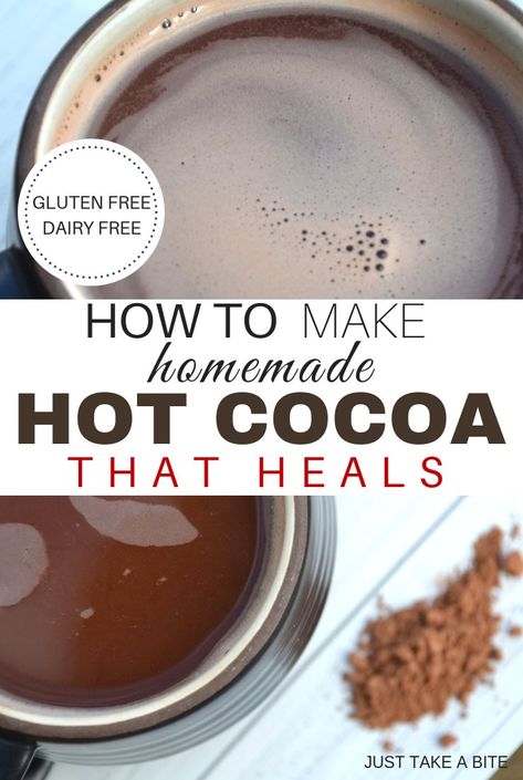 This healing hot cocoa will warm you up, keep you hydrated and nourish your body. Plus it tastes great! The perfect cold weather drink. Healing Hot Chocolate, Superfood Snacks, Cold Weather Drinks, Healing Drinks, Magnesium Lotion, Creamy Ice Cream, Homemade Hot Cocoa, Carob Powder, Scd Diet