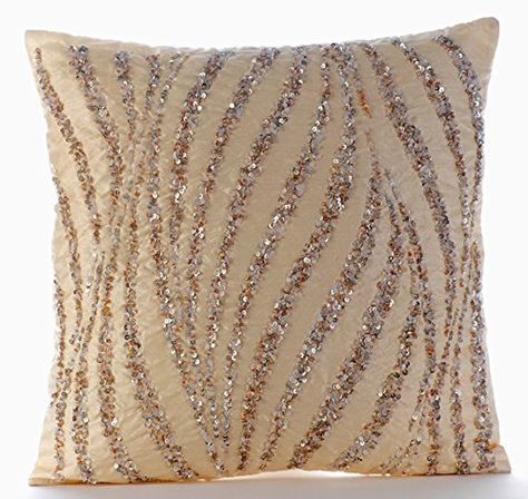 Glitter Pillows, Sequin Throw Pillows, Couch Accent Pillows, Beige Throws, Beige Pillow Covers, Silk Throw Pillows, Sofa Beige, Silk Pillow Cover, Beige Art