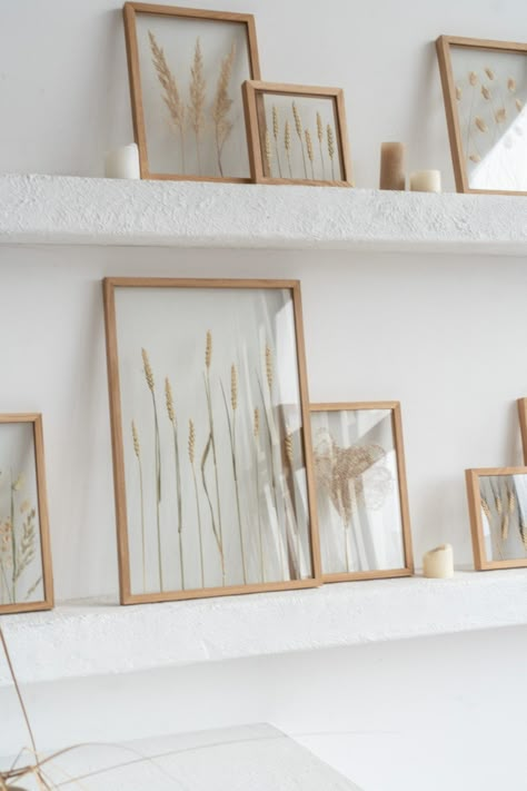 Large Wheat Herbarium Frame, Dried Grass Art by My Botanica. #pressed #herbarium #art #silkpress #botany #photography