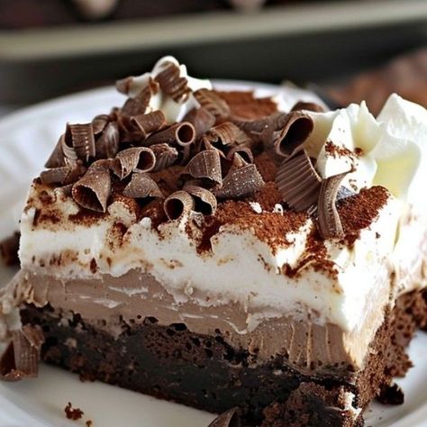 9x13 Brownie Recipe, French Silk Brownies, Brownies Ingredients, Whipped Cream Topping, Brownie Ingredients, Oil And Water, Unsweetened Chocolate, French Silk, Brownie Batter