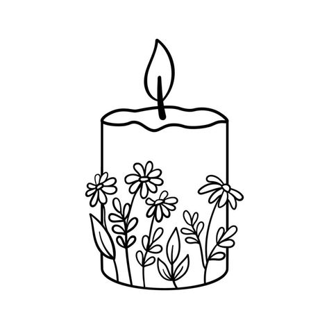 Candle Doodle, Candle Sketch, Lilin Aroma, Candle Drawing, Arte Aesthetic, Candle Tattoo, Cute Easy Doodles, Easy Doodle Art, Easy Doodles Drawings