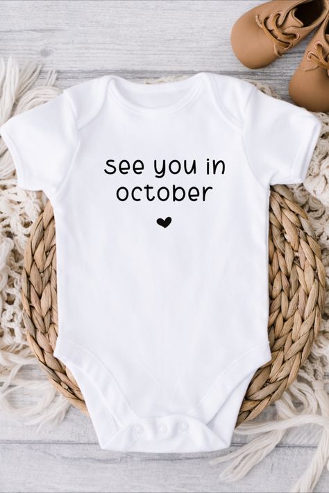 Surprise your husband with True Blue Baby Co's "See You in October" onesie! This onesie features a message that expresses your joy and anticipation for your little one's arrival. It's the perfect way to share your news with your partner and make your pregnancy journey even more special. Order yours today and let the countdown to October begin! #pregnancyannouncementtohusband #seeyouinoctoberonesie #babyonesies #surpriseannouncement #SeeYouInOctober #SurpriseAnnouncement
#TrueBlueBabyCo Onesie Ideas Announcement, Pregnancy Announcement October 2024, October Baby Announcement 2024, Baby Onsies Ideas Announcement, Baby Onesies Announcement, October Baby Announcement, Baby Onesie Announcement, October Pregnancy Announcement, Baby Onies