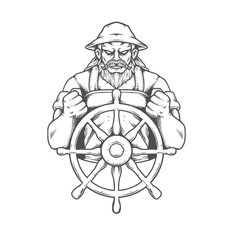 Sailor man hand drawn illustration | Premium Vector #Freepik #vector #sailor-hat #captain-hat #captain #seaman Ink Reference, Sailor Illustration, Boat Logo, Man Hand, Sailor Hat, Male Hands, Hand Drawn Illustration, Drawn Illustration, Steam Boats