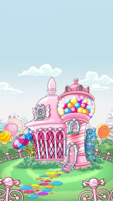 Candy House Drawing, Candyland Aesthetic, Candy World, Dream Villa, Strawberry Shortcake Cartoon, Arte Peculiar, Candy House, Candy Art, House Drawing