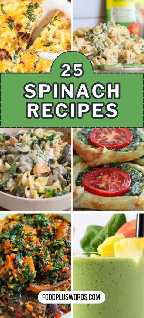 Looking for spinach recipes? Dive into our selection of 25 dishes that celebrate this nutritious green. From healthy breakfast options to hearty dinners, these recipes offer a fresh take on incorporating spinach into your meals. Whether you're a long-time spinach enthusiast or just starting to explore its benefits, you're sure to find something to love among these flavorful creations. Healthy Dinner Recipes Spinach, Spinach Side Dishes Recipes, Lunch Recipes With Spinach, Dishes With Spinach Dinners, Sides With Spinach, Easy Spinach Recipes Healthy, Meal Ideas With Spinach, Ways To Use Up Spinach, Meals With Fresh Spinach