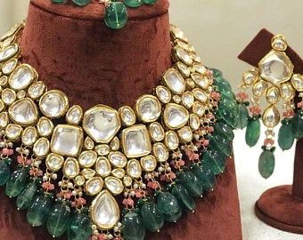 Sabyasachi jewelry | Etsy Earrings With Mangtika, Sabyasachi Earrings, Sabyasachi Wedding, Beaded Bridal Jewelry, Pink Choker Necklace, Wedding Choker Necklace, Heavy Necklace, Kundan Jewellery Bridal, Kundan Jewellery Set