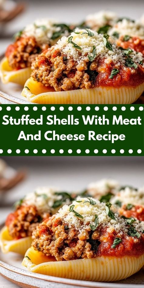 Looking for a hearty family dinner? This Stuffed Shells With Meat And Cheese recipe is the perfect solution. Bursting with flavor and easy to prepare, it brings everyone together for a satisfying meal. Ground Beef Stuffed Shells, Stuffed Shells Beef, Baked Stuffed Shells, Stuffed Shells With Meat, Quick Beef Recipes, Ground Recipes, Cheese Stuffed Shells, Cheese Baked, Stuffed Shells Recipe