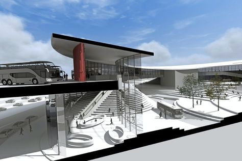 Idea 315981: Usak Intercity Bus Terminal in Usak, Turkey Bus Station Design, Transport Hub, Landscaping Software, Public Transit, Bus Terminal, Best Architecture, Best Architects, Landscape Architects, Landscaping Company