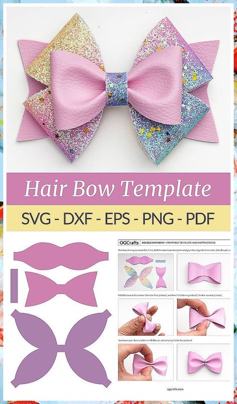 Christmas Hair Bows - Everything you need to conquer your day, night and world - Anything and Everything! - Click to visit IMMEDIATELY! Faux Leather And Ribbon Hair Bow, Faux Leather Template, Circuit Hair Bows, Hair Bows With Cricut, Bow Making Template, Diy Bow Template, Vinyl Bows Diy, Leather Hair Bows Template, Leather Bows With Cricut