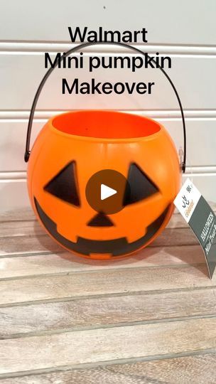 303K views · 3K reactions | Halloween stuff is coming out at Walmart.  Here is a good makeover for the plastic pumpkins. Enjoy! #pumpkinmakeover #diy #diyhalloweendecor | The Turquoise Valentine | Afro Sound Machine · Mbele (Instrumental) Diy Plastic Pumpkin Ideas, Plastic Pumpkin Decorating Ideas, Plastic Pumpkins Makeover, Bucket Makeover, Turquoise Valentine, Plastic Pumpkins Bucket, Pumpkin Pail, Halloween Yard Art, Bucket Ideas