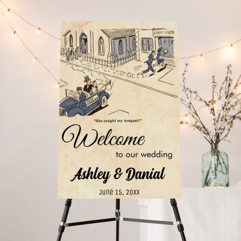 Vintage Retro Old Funny Comic Book Welcome Wedding Foam Board Book Inspired Wedding, Comic Wedding, Wedding Foam Board, Wedding Sides, Old Funny, Old Wedding, Classic Bride, Retro Funny, Board Wedding