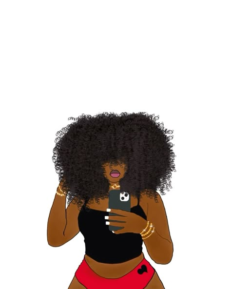 Black Woman Art Wallpaper, Aesthetic Wallpaper For Women, Black Woman Art Drawings, Black Girls Wallpaper, Cartoon Afro, Girly Icon, Selfie Wallpaper, Tattoo And Meaning, Black Cartoons