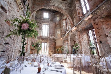 Stunning reception in Lulworth Castle, taken by Emma Hurley photography Lulworth Castle Wedding, Weddings In Castles, F1 Wedding, Garden Of Eden Wedding, Castle Wedding Reception, Castle Reception, Wareham Dorset, Wedding Scenery, Wedding Centre Pieces