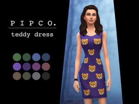 Sims 4 Moschino, Outfit Categories, Teddy Bear Dress, Teddy Dress, Ghost Mermaid, Werewolf Witch, Zombie Christmas, Bear Dress, Hot Weather Outfits