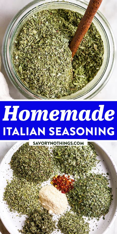 Italian Seasoning Recipe, Homemade Italian Seasoning, Homemade Dry Mixes, Resep Pasta, Italian Dressing Mix, Homemade Spice Mix, Spice Blends Recipes, Spice Mix Recipes, Chicken Shrimp