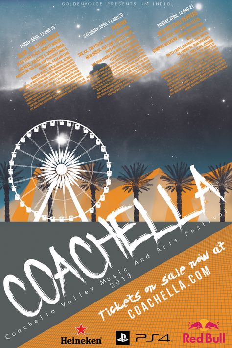 Local Event Poster - "Coachella" Music Festival on Behance Coachella Poster Design, Coachella Design, Coachella Poster, Coachella California, Coachella Theme, Arts Logo, Coachella Music Festival, Coachella Music, Festival Flyer