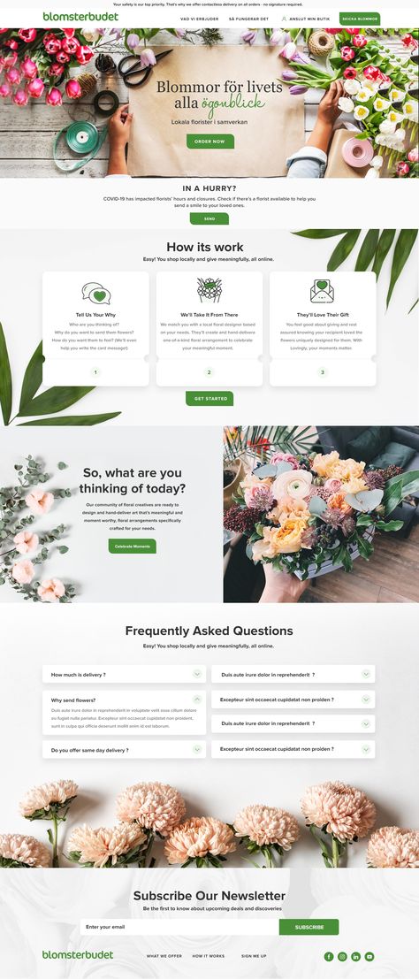 Web Flower Design, Floral Email Design, Floral Website Design Inspiration, Flower Website Design Inspiration, Website Ideas Projects, Flowers Website Design, Web Design Services Page, Floral Website Design, Services Page Design Website