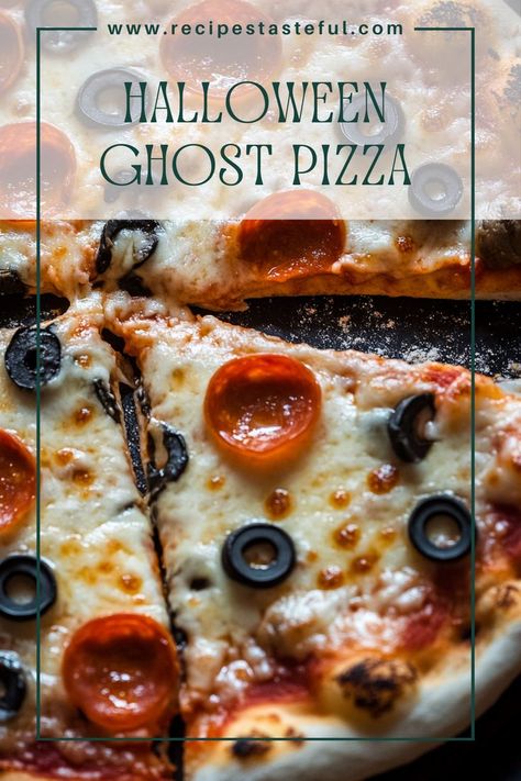 This fun and festive Halloween Ghost Pizza is a perfect treat for kids and adults alike! With melted mozzarella cheese shaped like spooky ghosts and black olives for eyes, it’s both adorable and delicious. Perfect for Halloween parties or family movie nights! Ghost Pizza, Olive Pizza, Black Olive, Family Movie Night, Halloween Festival, Pizza Sauce, Mozzarella Cheese, Food Festival, Meals For One