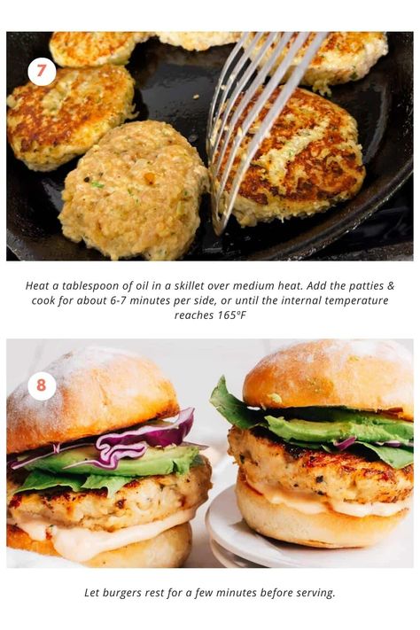 This Juicy Ground Chicken Burger recipe is a flavor-packed delight that will redefine your burger game! Bursting with tender onions, aromatic garlic, and a kick of spice, this isn't your average backyard burger. Lean and delicious, they're the perfect combination of juicy and flavorful. Whether you grill or cook them on the stovetop or even air fryer them - they're so good, you'll want to make them in bulk for meal prep! Find the full recipe on my blog with video tutorial and serving tips. Turkey Burger Sliders, Chicken Burger Recipe, Ground Chicken Burgers, Ground Recipes, Chicken Burgers Recipe, Burger Sliders, Chicken Burger, Chicken Patties, Burger Recipe